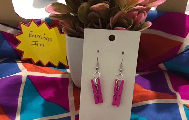 Pink Wood Dangling Earrings-SWDE39