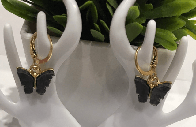 Black Dangling Earrings-BDE77A