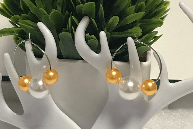 Yellow/White Dangling Earrings-YWD1771