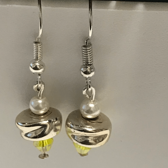 Yellow/Silver Dangling Earrings-YSD2233