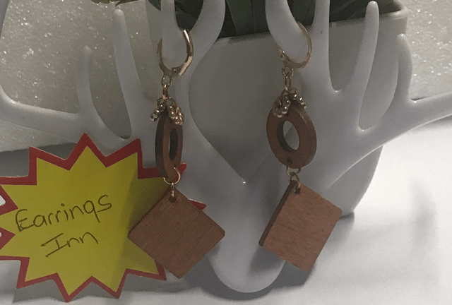 Brown Wood Dangling Earrings - SWDE100