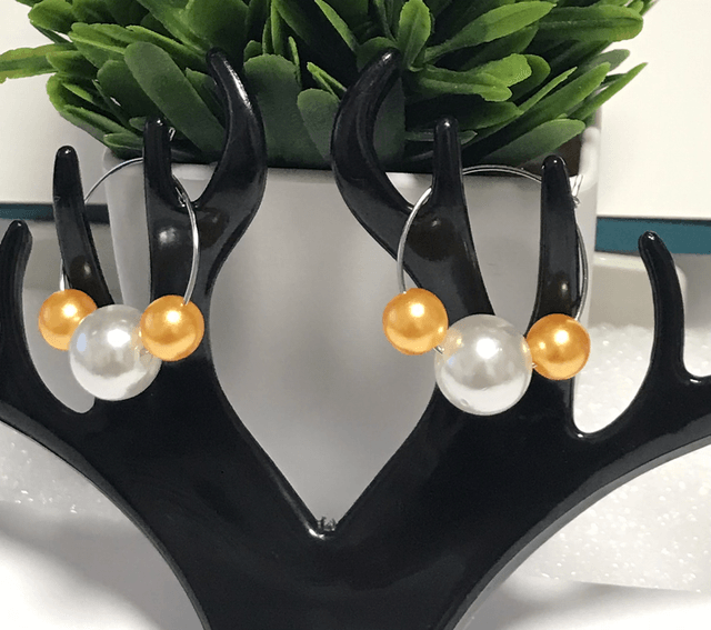 Yellow/White Dangling Earrings-YWD1771