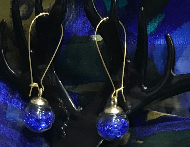 Blue Dangling Earrings - BDE672- V2