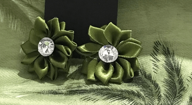 Green Fabric Studs Plain - FSP16 