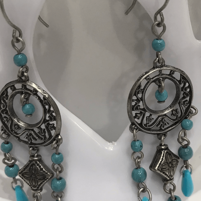 Turquoise Dangling Earrings- TDE1693