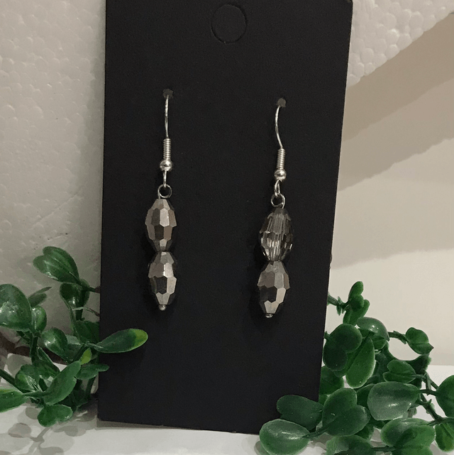 Black/Grey Dangling Earrings-WBD663
