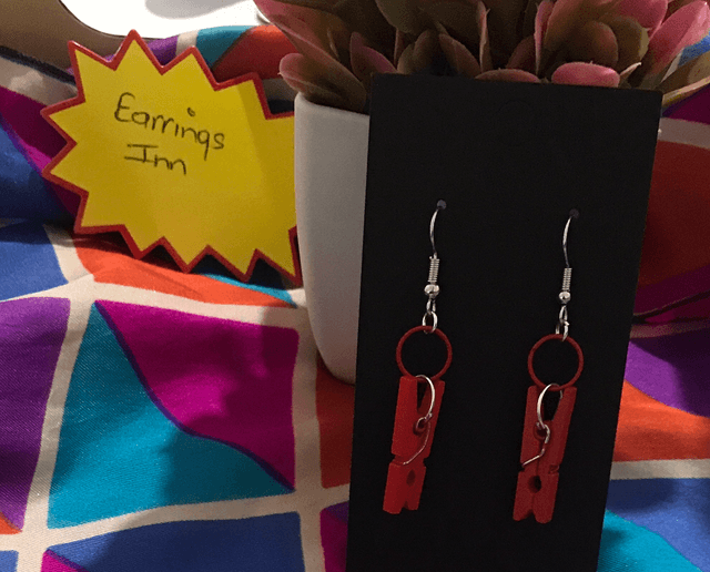 Red Wood Dangling Earrings-SWDE41