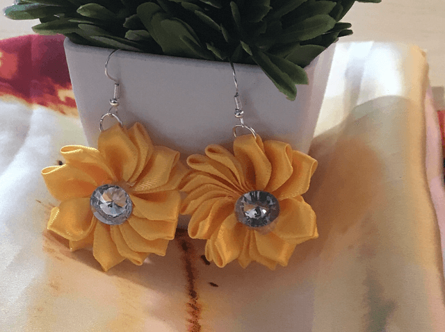 Yellow Plain Fabric Earrings - PFE08