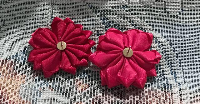 Rose Pink Fabric Studs Plain - FSP17
