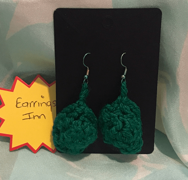 Green Plain Crochet Dangling Earrings - PCOD02