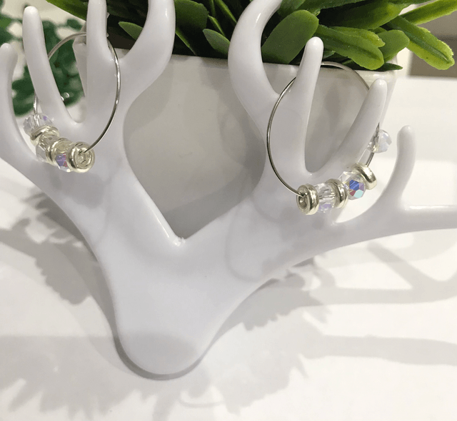 White Hoop Earrings-WHE01