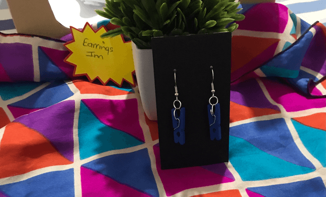 Blue Wood Dangling Earrings-SWDE44