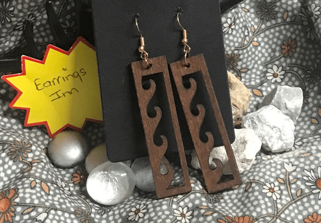 Brown Wood Dangling Earrings-SWDE68