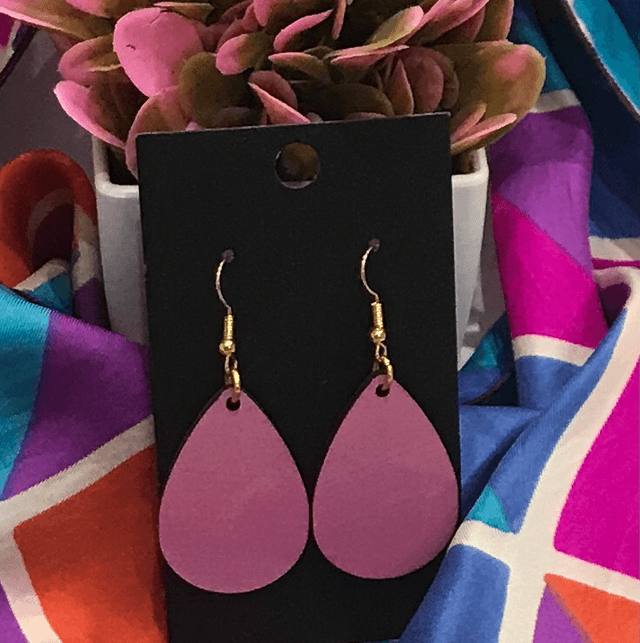 Purple Wood Dangling Earrings- SWDE13
