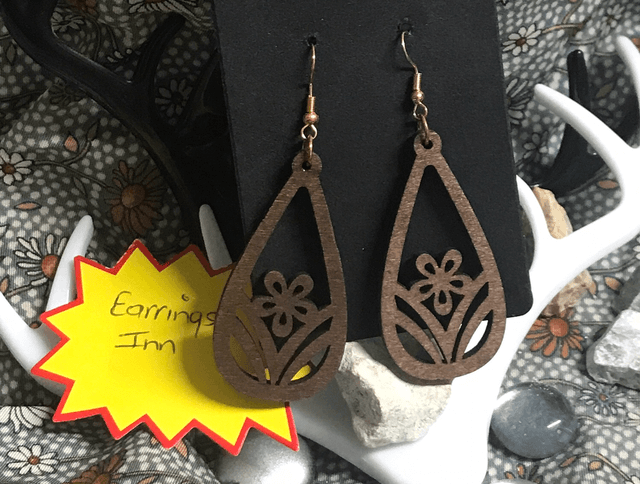 Brown Wood Dangling Earrings-SWDE83