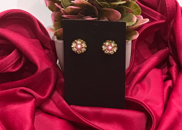 Pink Stone Stud Earrings- STU22