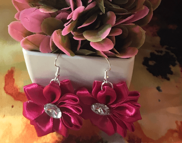 Rose Pink Plain Fabric Earrings - PFE03