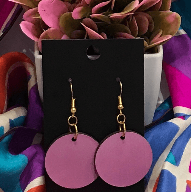 Purple Wood Dangling Earrings- SWDE15
