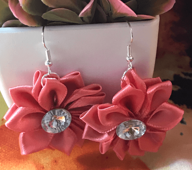 Pink Plain Fabric Earrings - PFE05