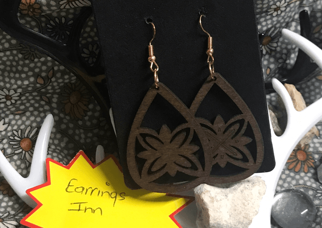 Brown Wood Dangling Earrings-SWDE84