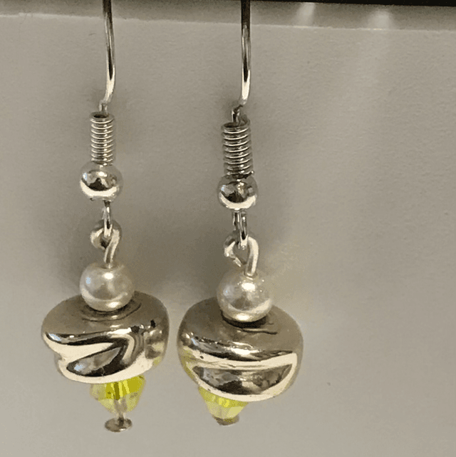 Yellow/Silver Dangling Earrings-YSD2233