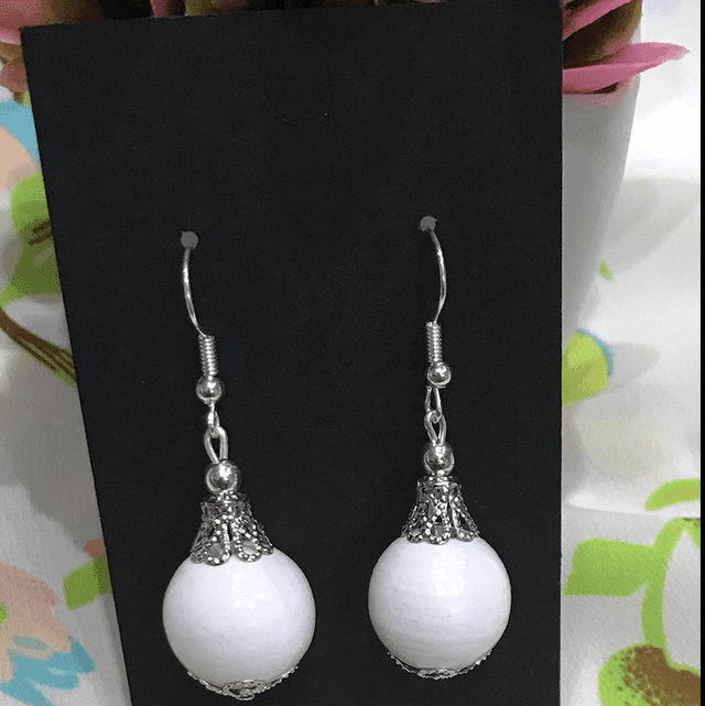 White Dangling Earrings- WDE24