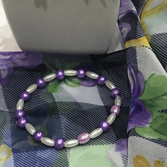 Purple/White Handmade Bracelet- BRA57
