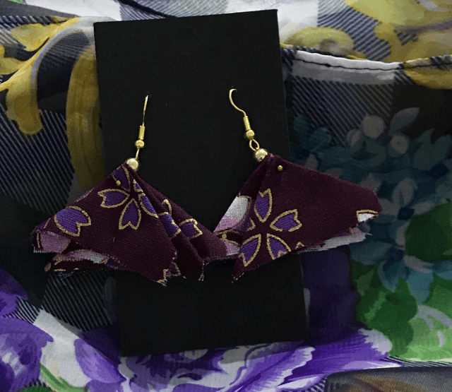 Purple Plain Fabric Earrings - PFE21