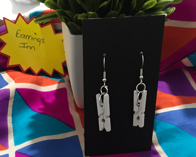 White Wood Dangling Earrings-SWDE45