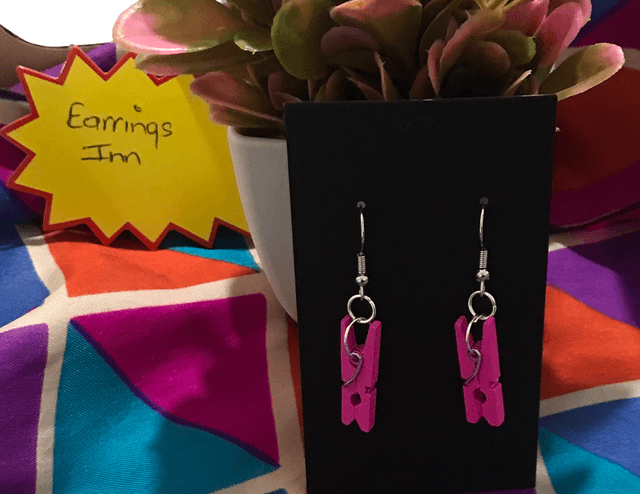 Pink Wood Dangling Earrings-SWDE39