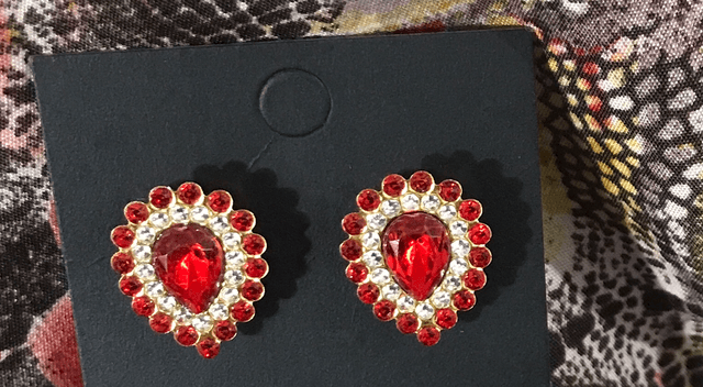 Red Stone Stud Earrings - STU105