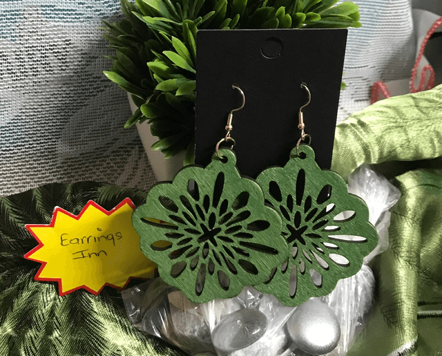 Green Wood Dangling Earrings-SWDE49