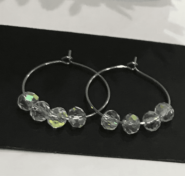 White Hoop Earrings- WHE345