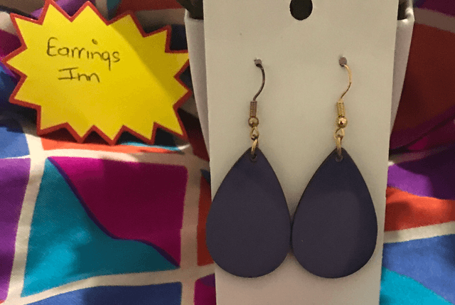 Purple Natural Wood Dangling Earrings-SWDE38