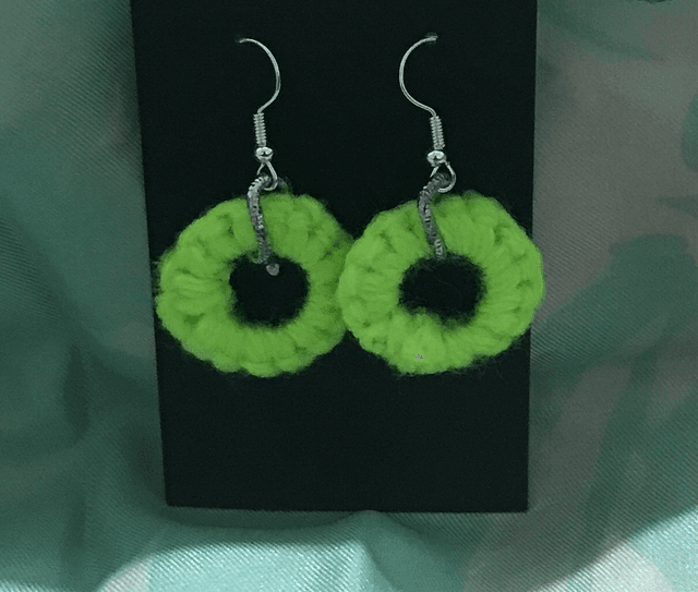 Lime Green Plain Crochet Dangling Earrings - PCOD06
