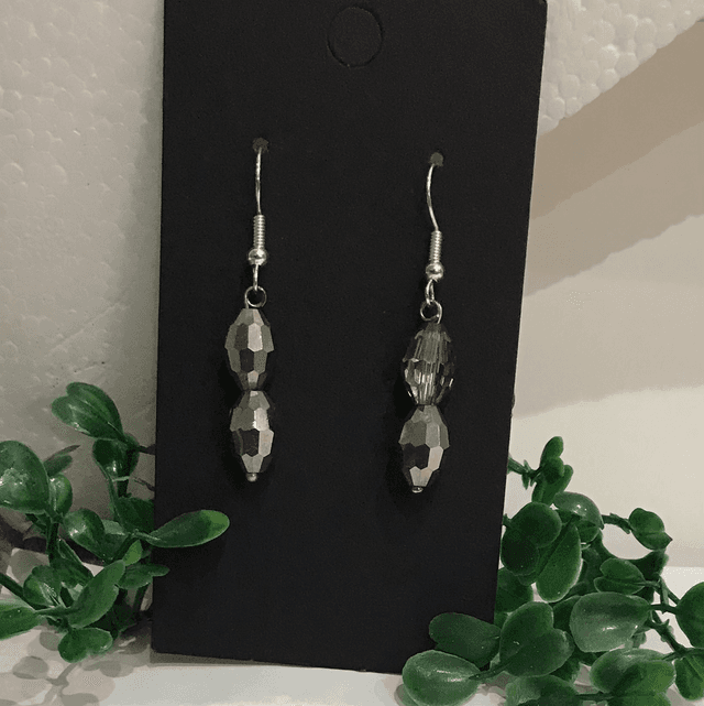 Black/Grey Dangling Earrings-WBD663
