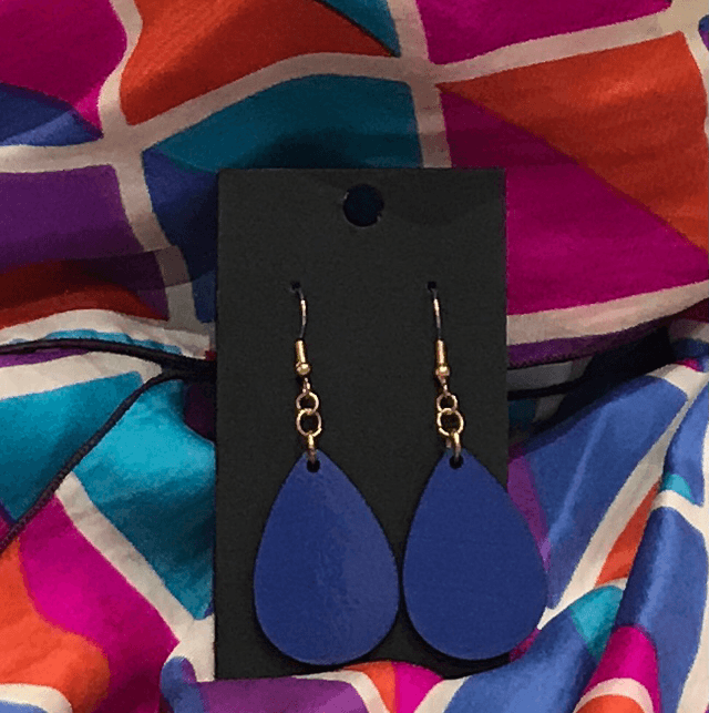 Blue Wood Dangling Earrings- SWDE11