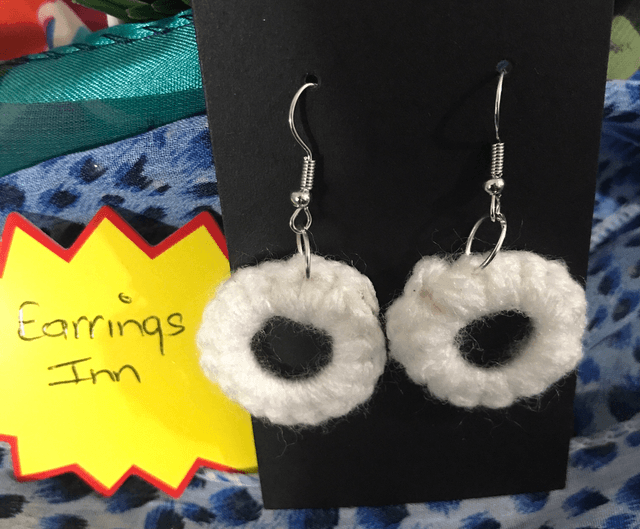 White Plain Crochet Dangling Earrings - PCOD09