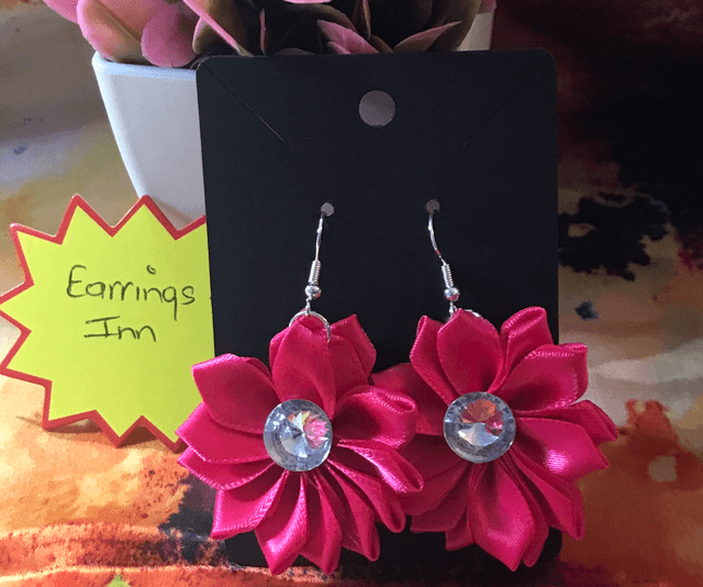 Rose Pink Plain Fabric Earrings - PFE02