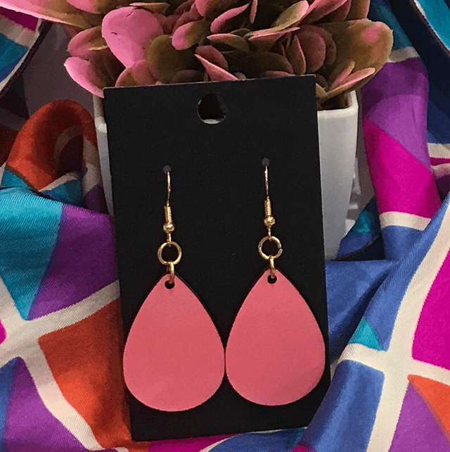 Pink Wood Dangling Earrings- SWDE03