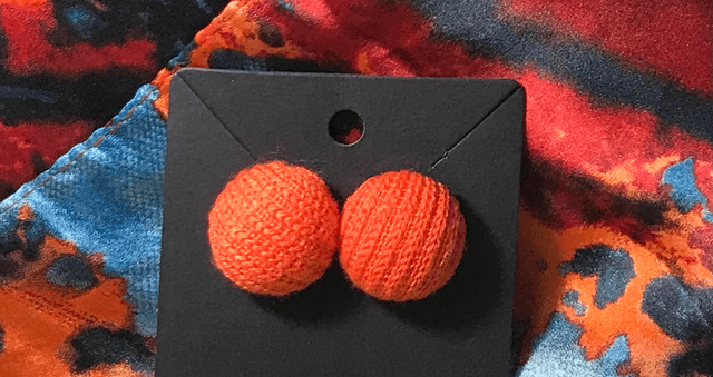 Orange Fabric Studs Plain - FSP05