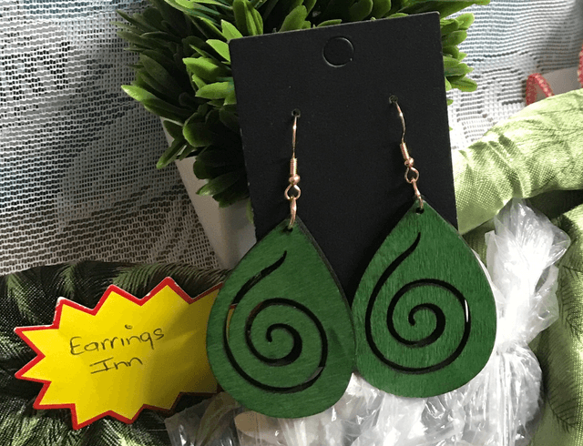Green Wood Dangling Earrings-SWDE53