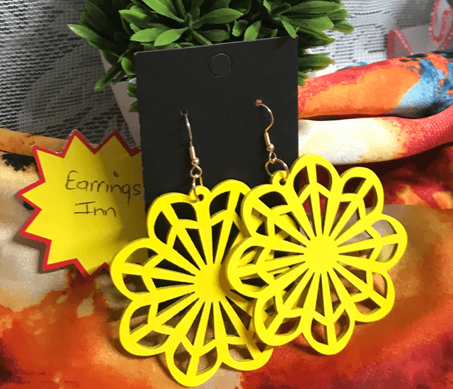 Yellow Wood Dangling Earrings-SWDE94