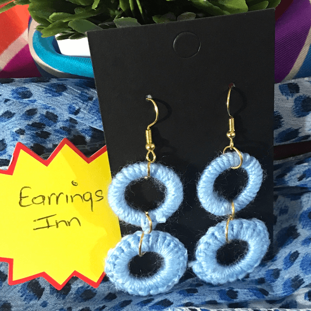 Blue Plain Crochet Dangling Earrings - PCOD17
