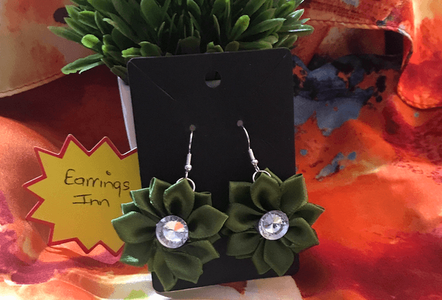 Green Plain Fabric Earrings - PFE13