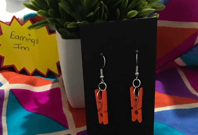 Orange Wood Dangling Earrings-SWDE42