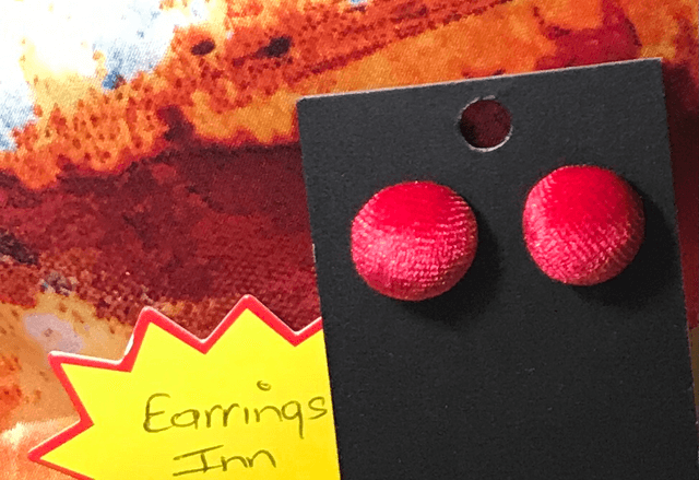 Red Fabric Studs Plain - FSP12