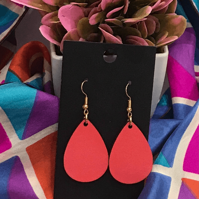 Pink Wood Dangling Earrings- SWDE02