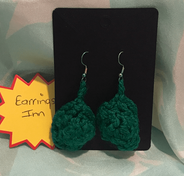 Green Plain Crochet Dangling Earrings - PCOD02