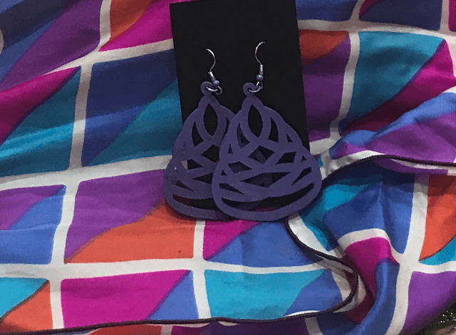 Purple Wood Dangling Earrings- SWDE23